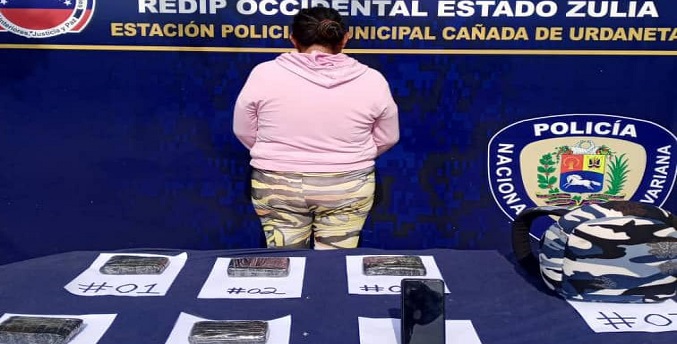 Capturan a una mujer con cinco panelas de marihuana en La Cañada de Urdaneta