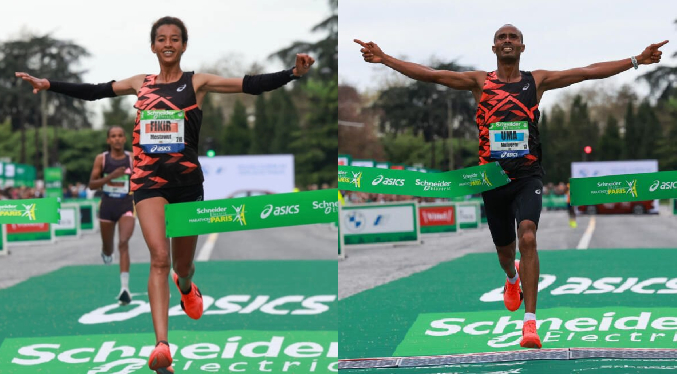 Etíopes Mulugeta Uma y Mestawut Fikir ganan en maratón de París