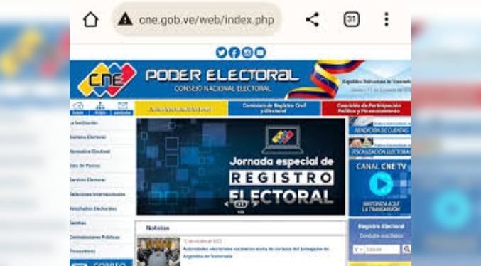 Página web del CNE vuelve a estar caída y aseguran que es un nuevo ataque