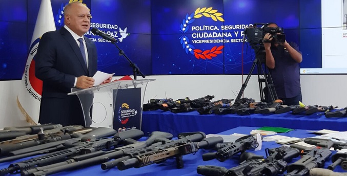 Cabello reporta decomiso de armas y presunto atentado desde EEUU contra instituciones del Gobierno