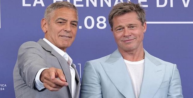 Brad Pitt y George Clooney revolucionan la noche en Venecia