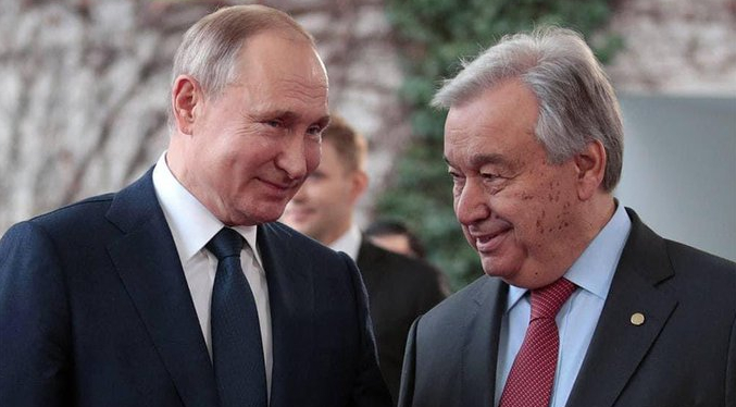 Jefe de la ONU pide ante Putin una «paz justa» en Ucrania