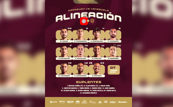 Anuncian la alineación de la Vinotinto para el Venezuela vs Paraguay