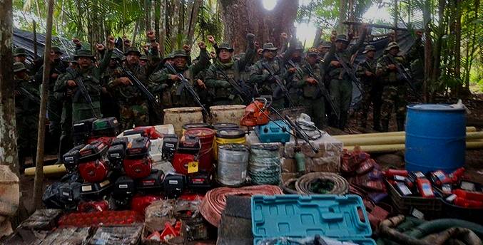 La Fuerza Armada desmantela un campamento usado para la minería ilegal