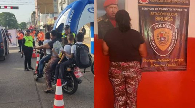 Imputan a una mujer que conducía una moto con cuatro niños en Apure