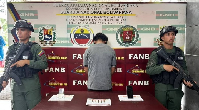Detienen a presunto integrante del Tren de Aragua en PAC tachirense