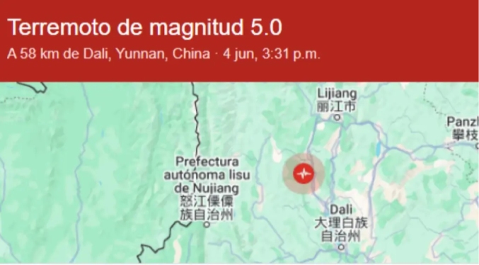 Terremoto de magnitud 5 sacude provincia china y deja casi 6.000 afectados