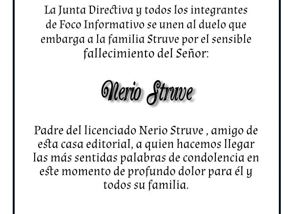 Nota de Duelo – Nerio Struve – Foco Informativo