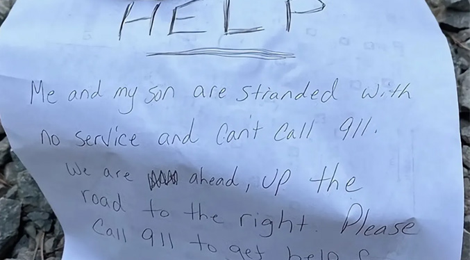 Notas escritas a mano ayudan a rescatar a una familia perdida en un bosque de California