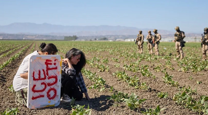 Gases, piedras y helicópteros: Aumenta la tensión en redadas en el campo de California
