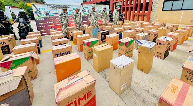 Tras Operativo Especial de Inteligencia FANB incauta en Las Pulgas contrabando de cigarrillos