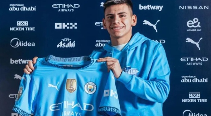 El Manchester City cede al argentino Echeverri al Leverkusen hasta final de temporada