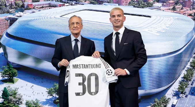Mastantuono recuerda a Di Stefano en su presentación con el Real Madrid