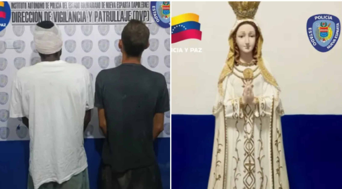 Recuperan imagen religiosa de la Virgen del Valle y capturan a dos sujetos en Nueva Esparta
