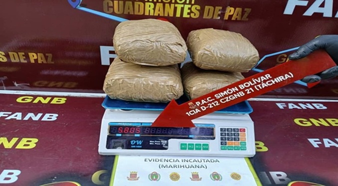 FANB incauta más de una tonelada de drogas en Zona Binacional de Paz N°1 Táchira