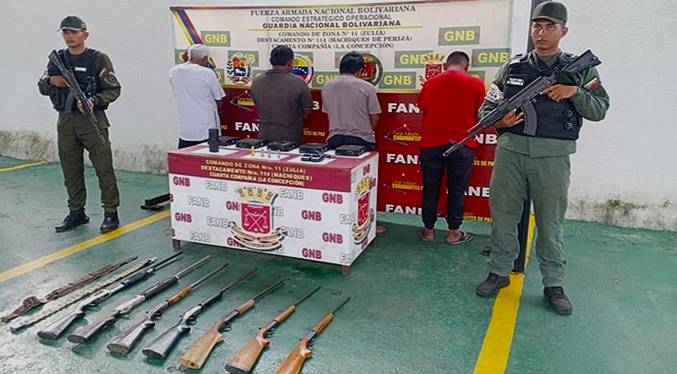 FANB detiene a cuatro individuos por porte ilícito de armas en Zulia