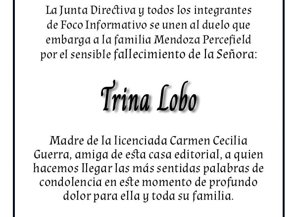 Nota de Duelo – Trina Lobo – Foco Informativo