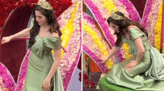 Miss Universo sufre una caída durante el desfile de la Fruta y de las Flores en Ecuador (Video)