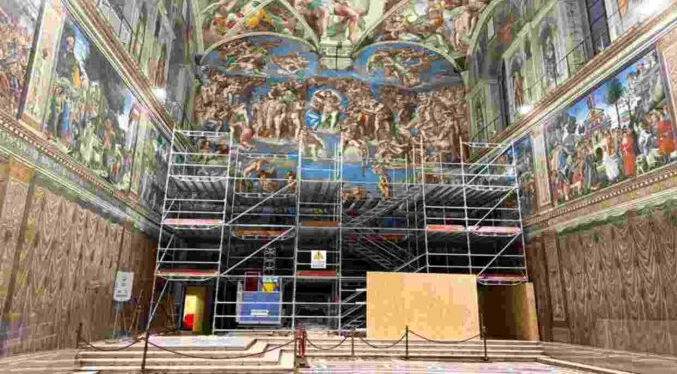 «Juicio Final» de Miguel Ángel totalmente cubierto por tres meses para restauración