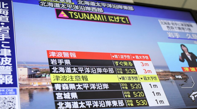Terremoto de magnitud de 7,5 golpea Japón y activa la alerta por tsunami
