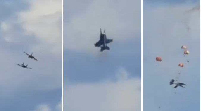 Dos aviones de combate chocan durante un show aéreo en EEUU