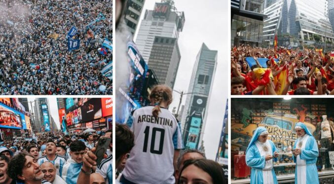 Argentinos invaden Times Square y sueñan con la cuarta copa