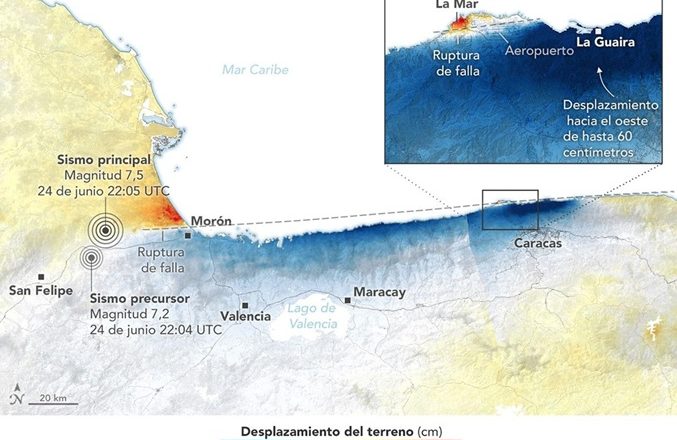 NASA revela que desplazamiento de tierra de 60 centímetros causó daños extremos en Caracas