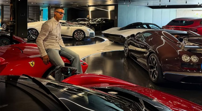 Cristiano Ronaldo revela una parte de su lujosa colección de autos valuados en millones de dólares