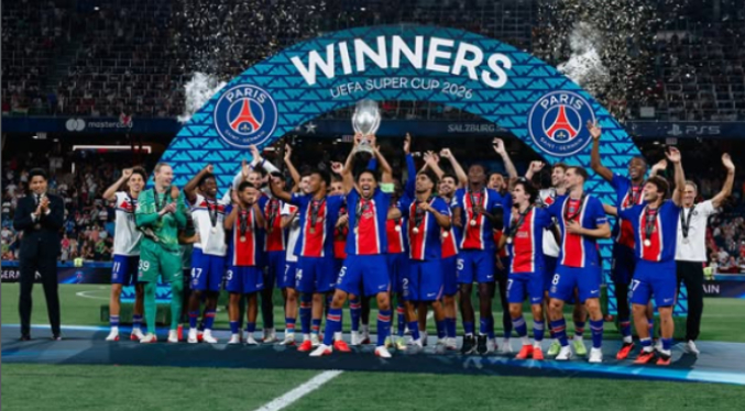 PSG retiene la Supercopa de la UEFA y con gol de Doué sella el 2-1 ante Aston Villa