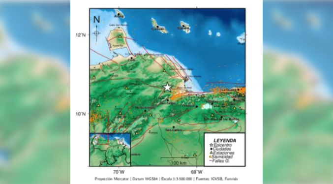 Registran sismo de magnitud 4.5 en el centro-occidente de Venezuela