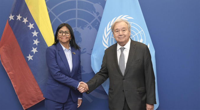 Presidenta encargada sostiene reunión con el secretario general de la ONU