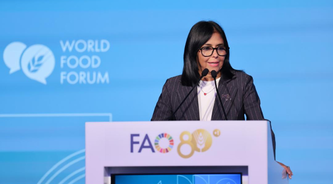 Delcy Rodríguez activa el «Plan Venezuela Alimenta» desde el foro de la FAO